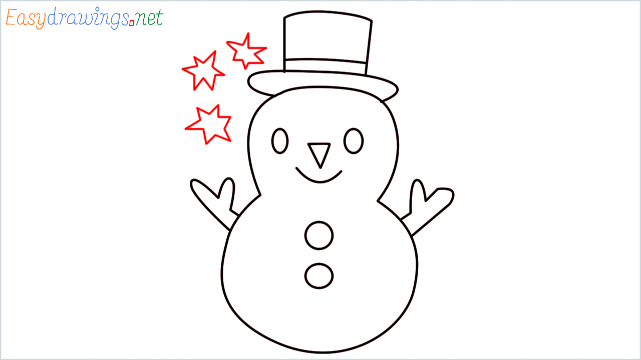 How to draw Snowman Emoji step (8)