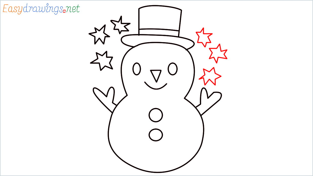How to draw Snowman Emoji step (9)
