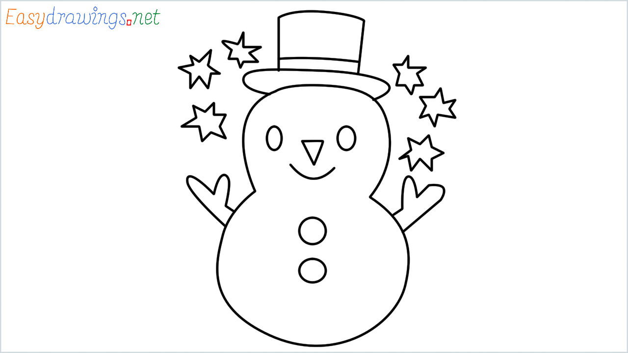 How to draw Snowman Emoji step by step for beginners