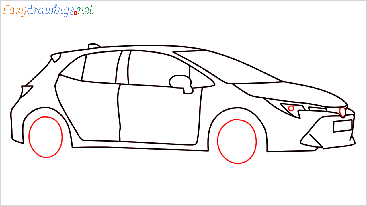 How to draw Toyota Corolla step (10)