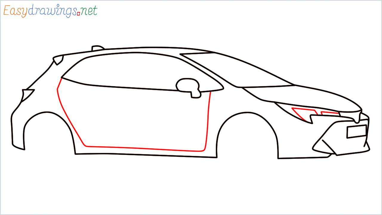 How to draw Toyota Corolla step (8)