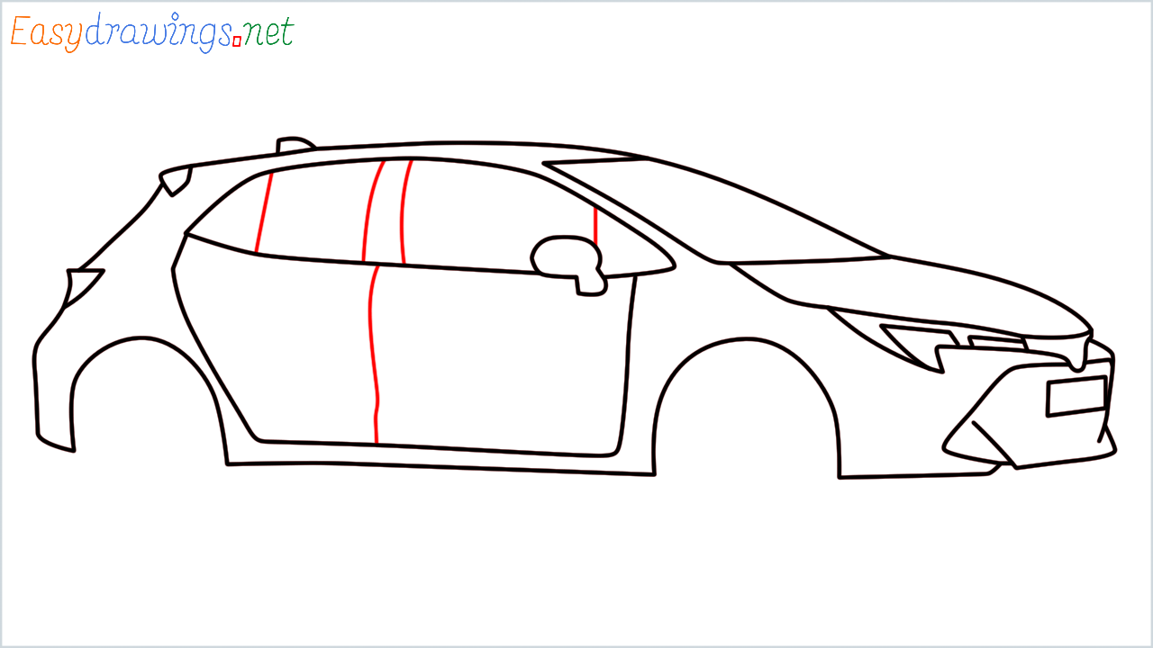 How to draw Toyota Corolla step (9)