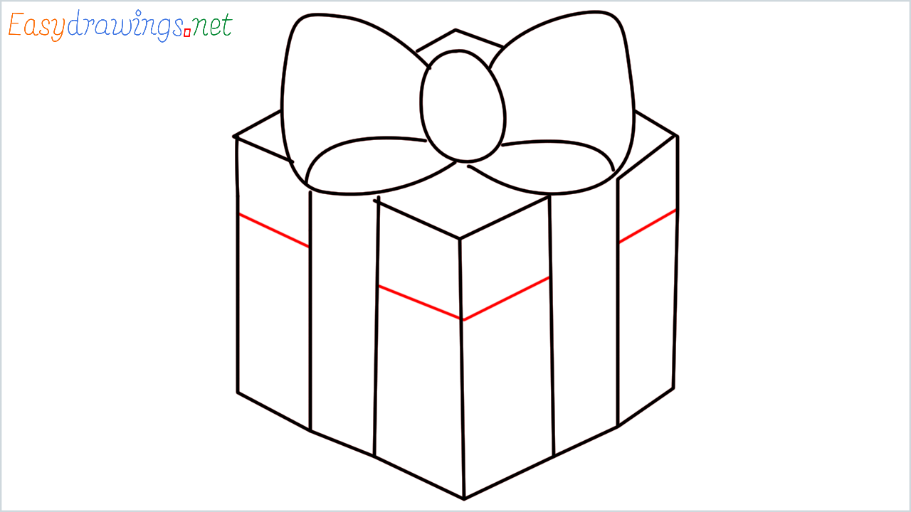 How to draw Wrapped gift Emoji step (7)