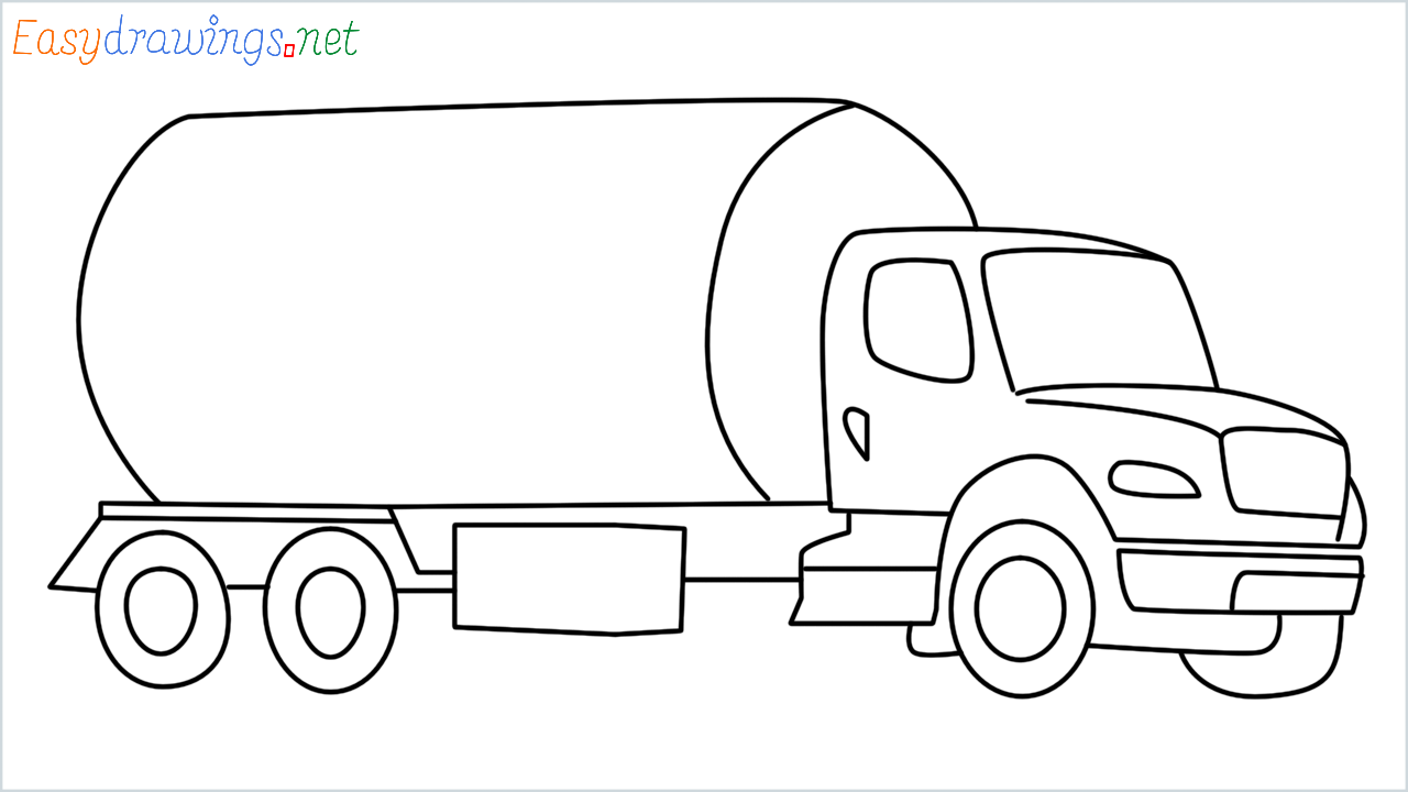 How to draw gas tanker step by step for beginners