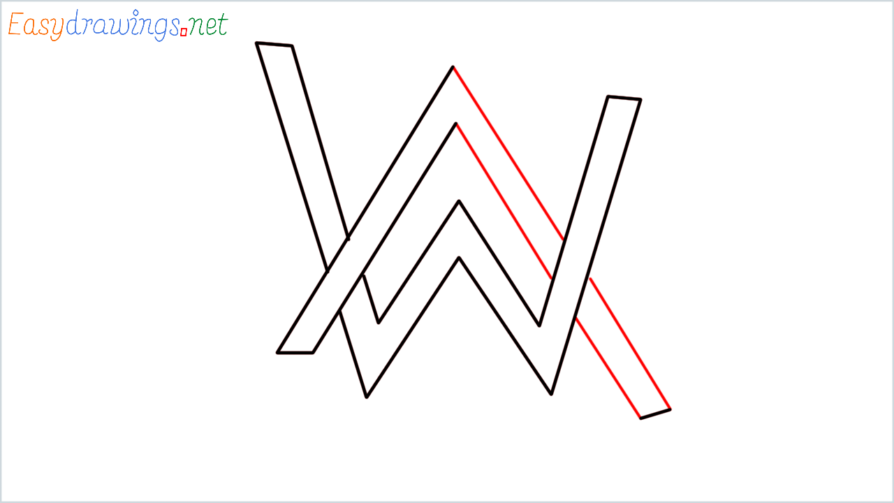 How to draw Alan walker logo step (5)