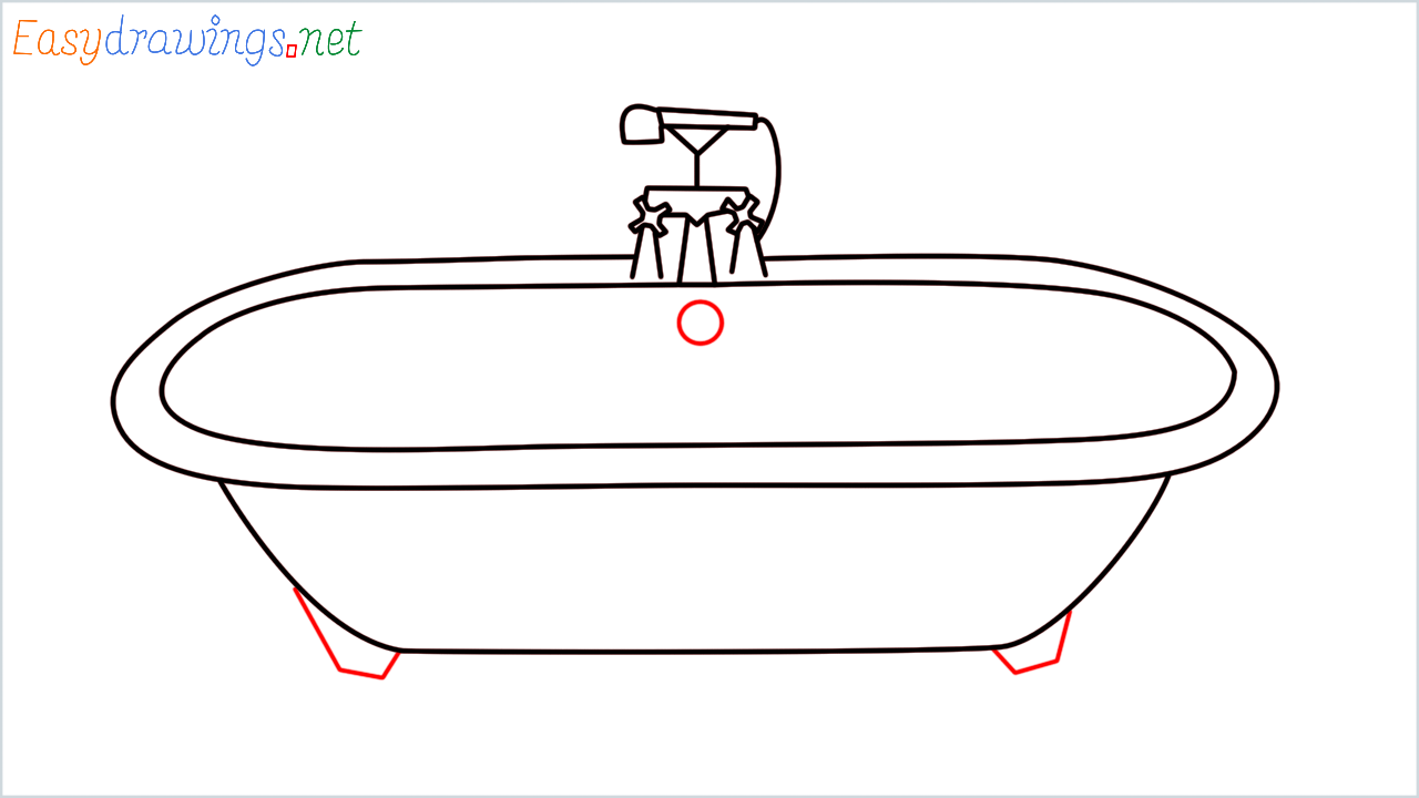 How to draw Bathtub step (8)