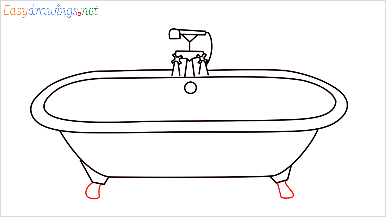 How to draw Bathtub step (9)