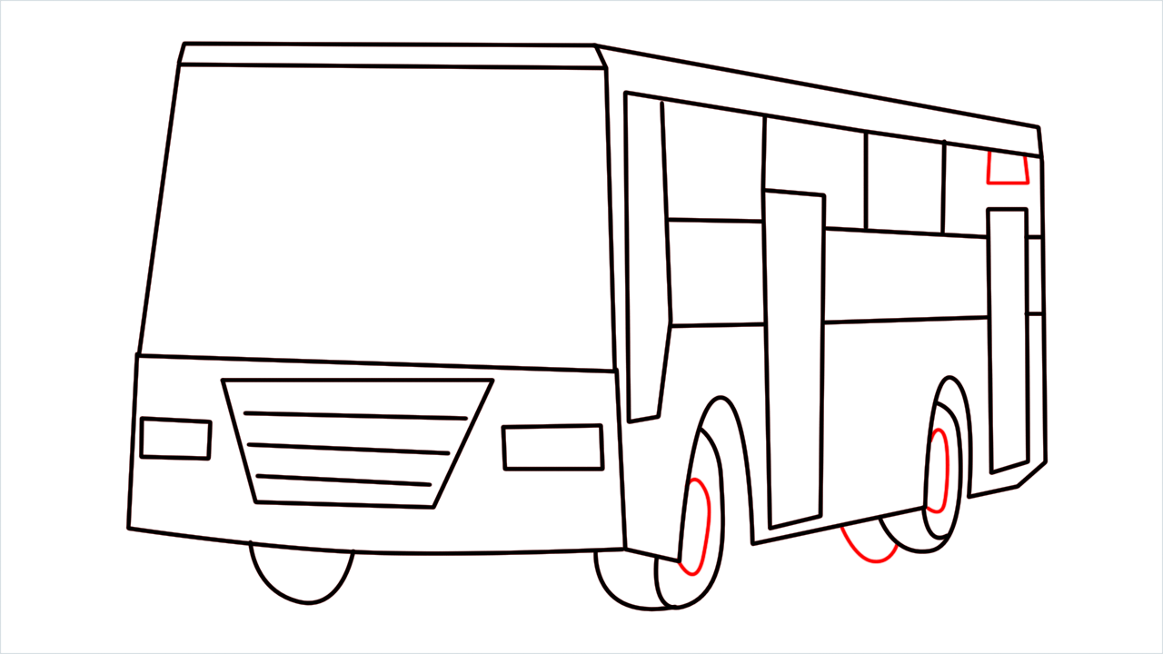 How to draw Cartoon Bus step (10)