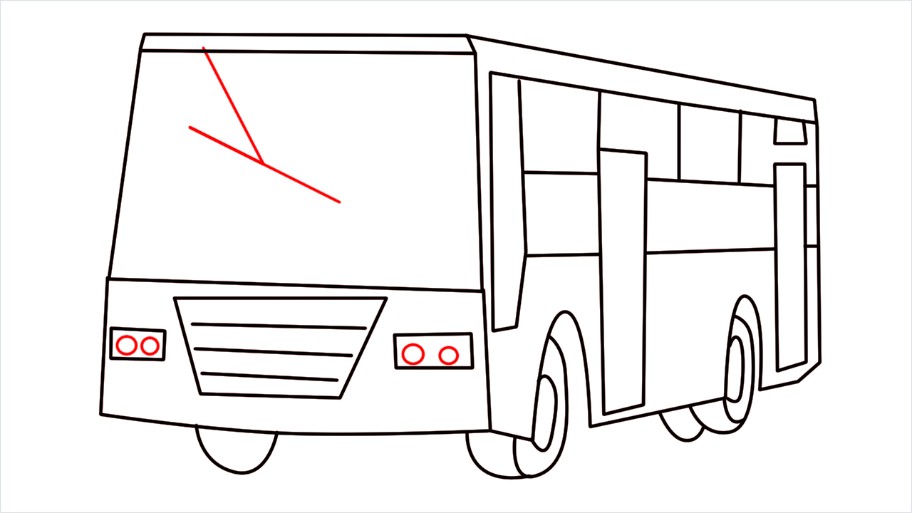 How to draw Cartoon Bus step (11)