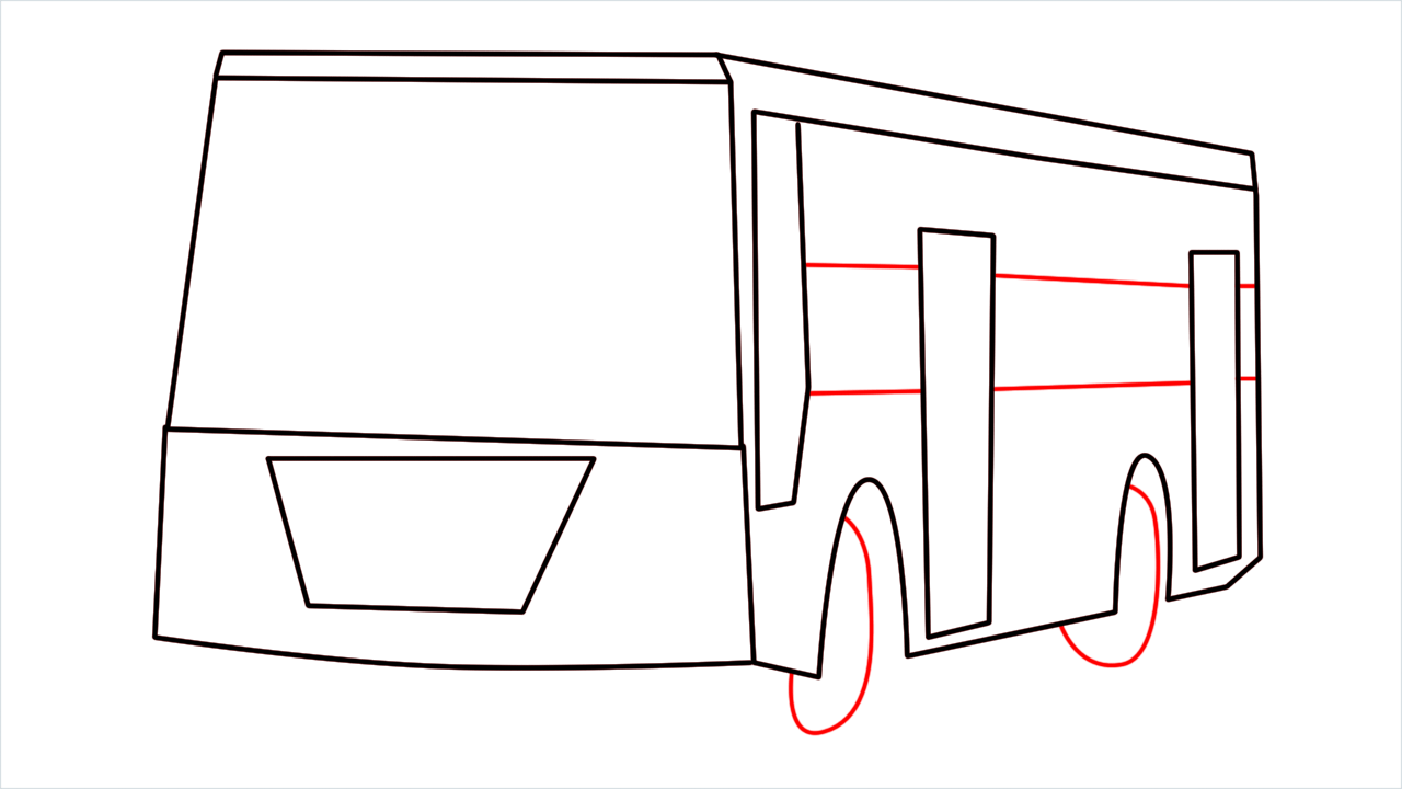 How to draw Cartoon Bus step (7)