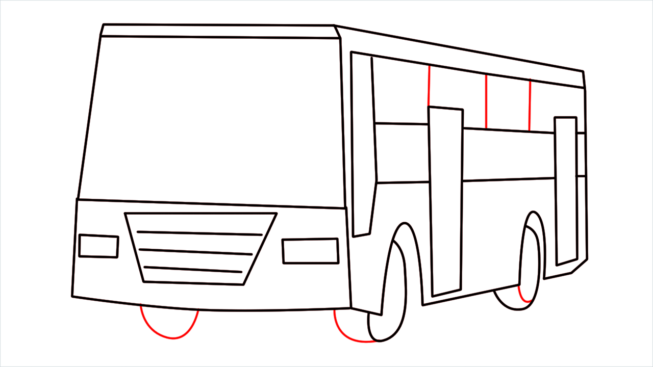 How to draw Cartoon Bus step (9)