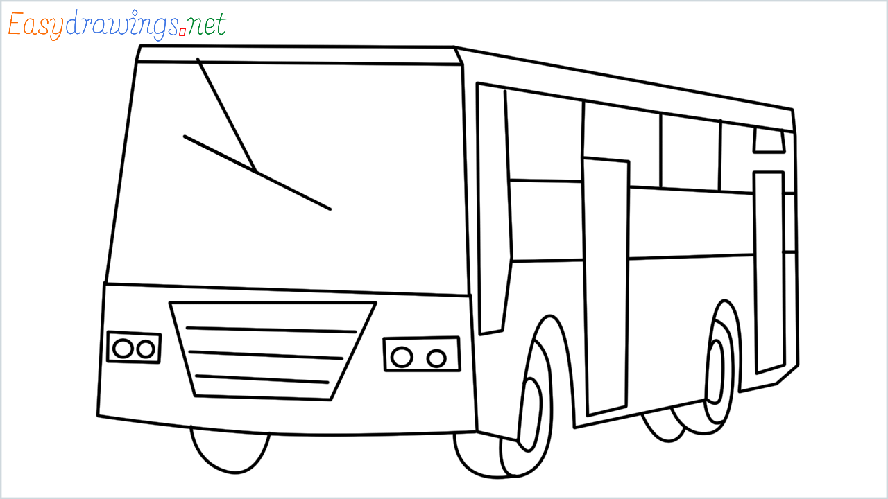 How to draw Cartoon Bus step by step for beginners