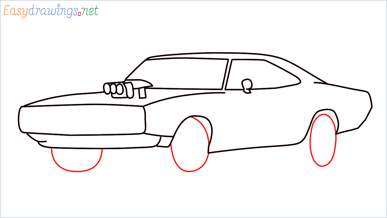 How to draw Dom's dodge charger step (10)