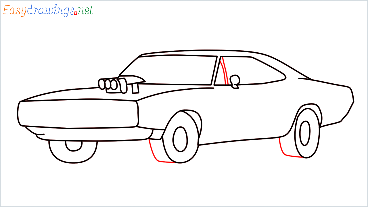 How to draw Dom's dodge charger step (12)