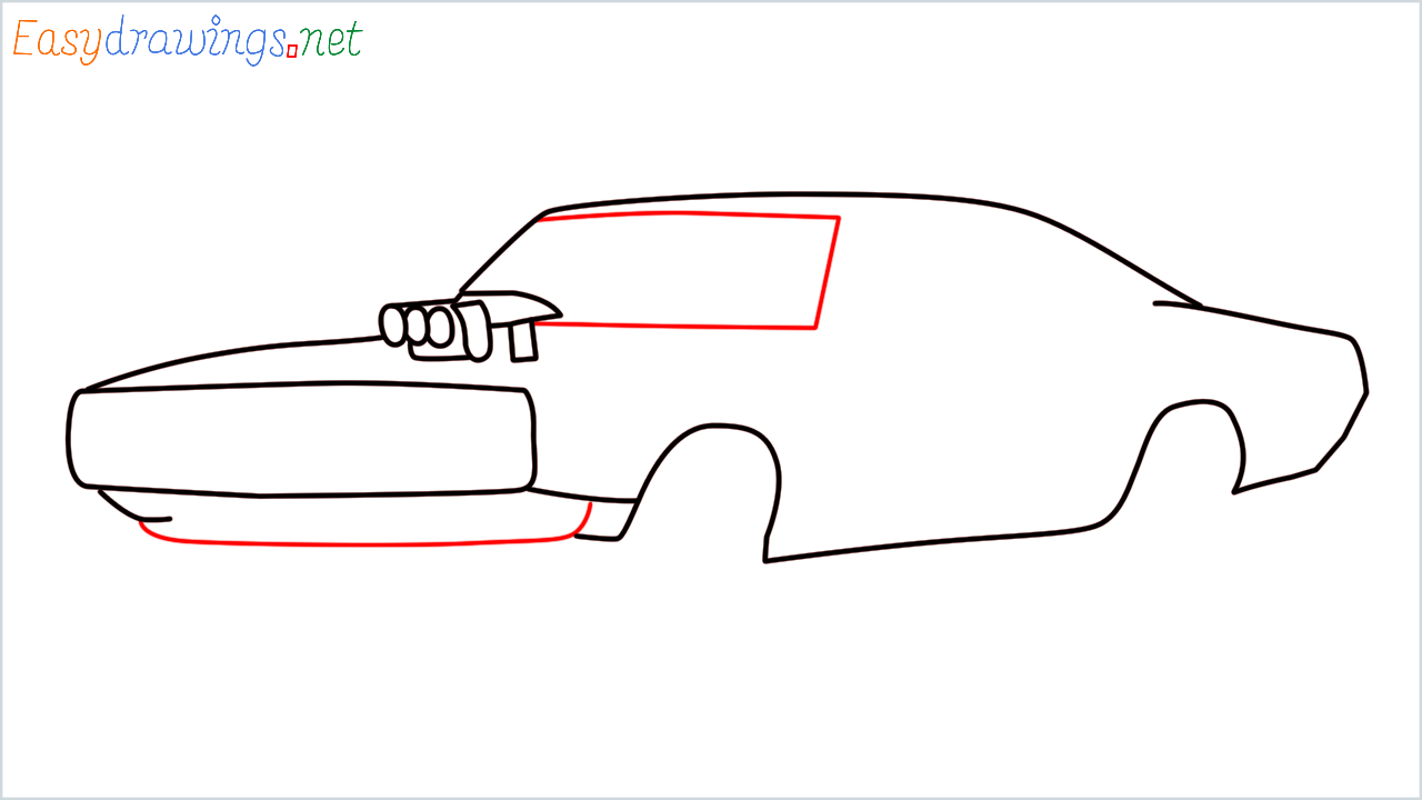 How to draw Dom's dodge charger step (7)