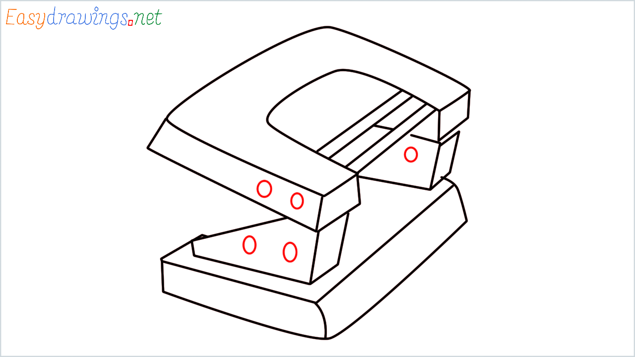 How to draw Hole puncher step (10)