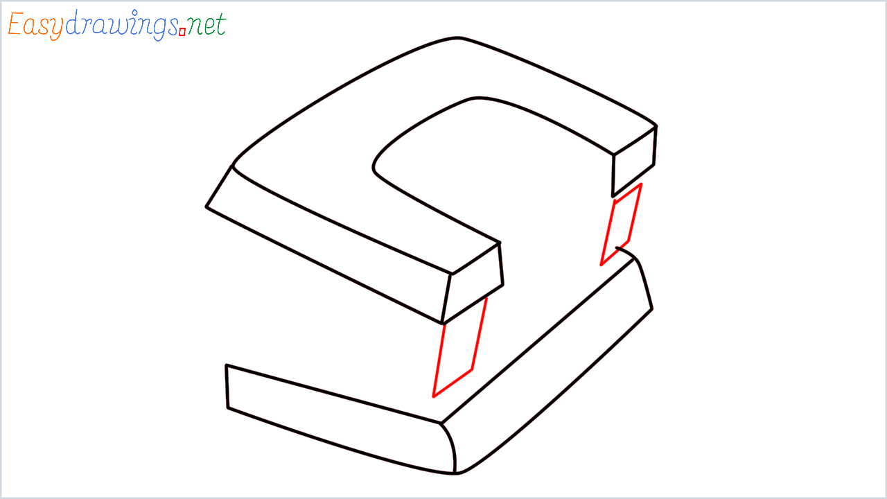 How to draw Hole puncher step (7)