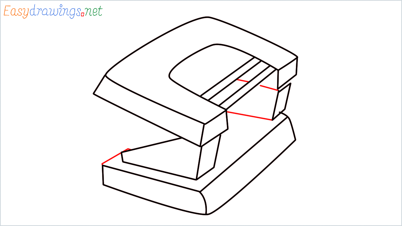 How to draw Hole puncher step (9)