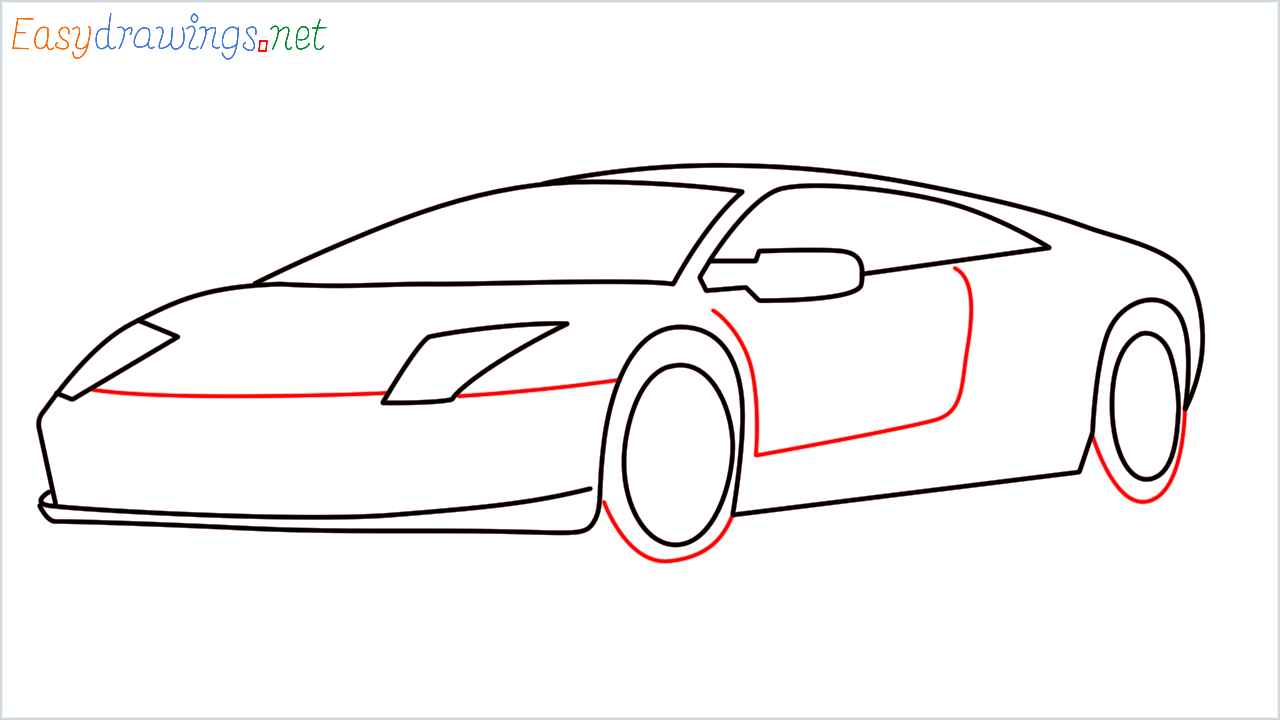 How to draw Lamborghini murcielago step (8)