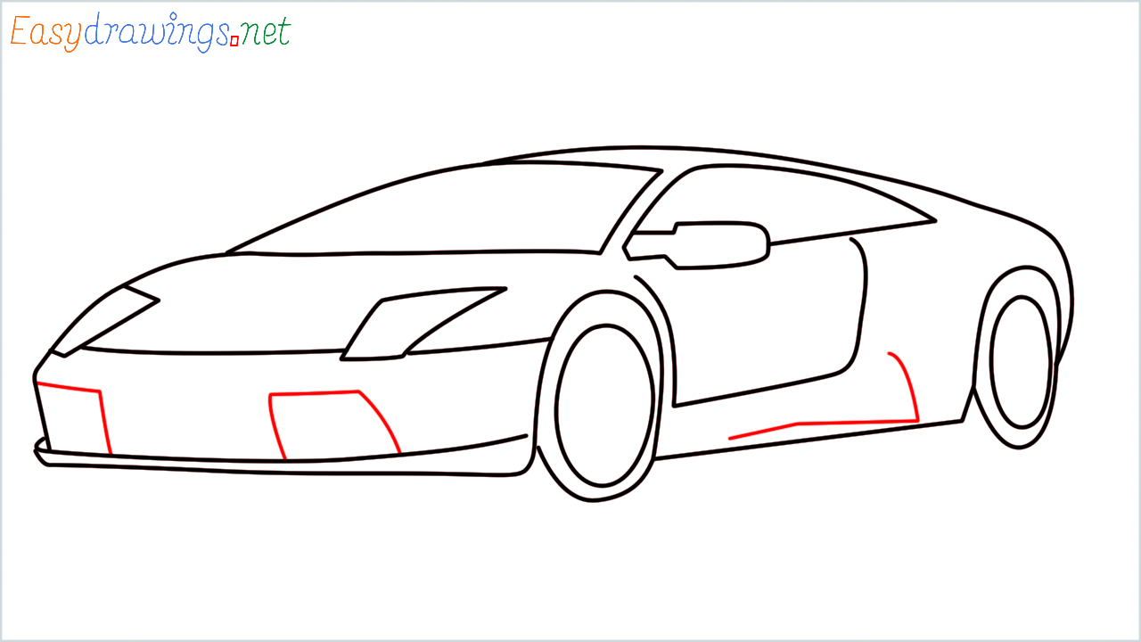How to draw Lamborghini murcielago step (9)