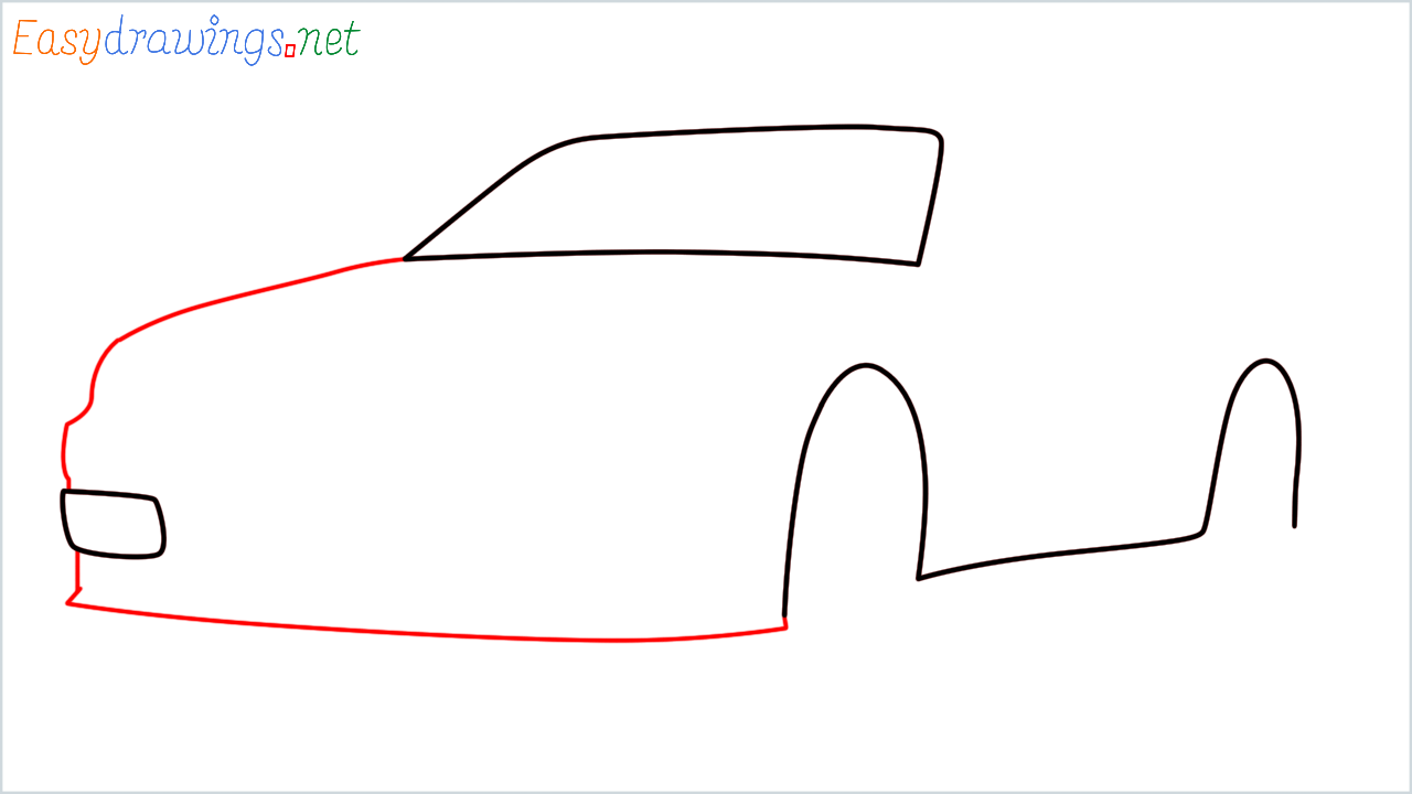 How to draw Nissan skyline R34 GT-R step (3)
