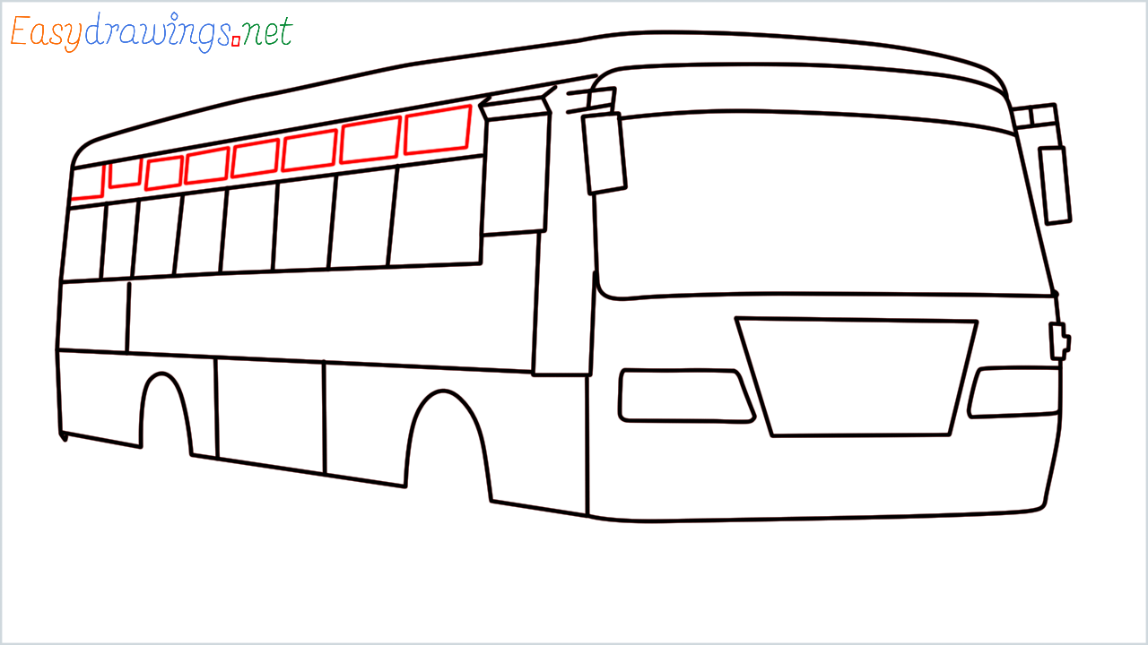 How to draw Public transport (Govt Bus)step (10)