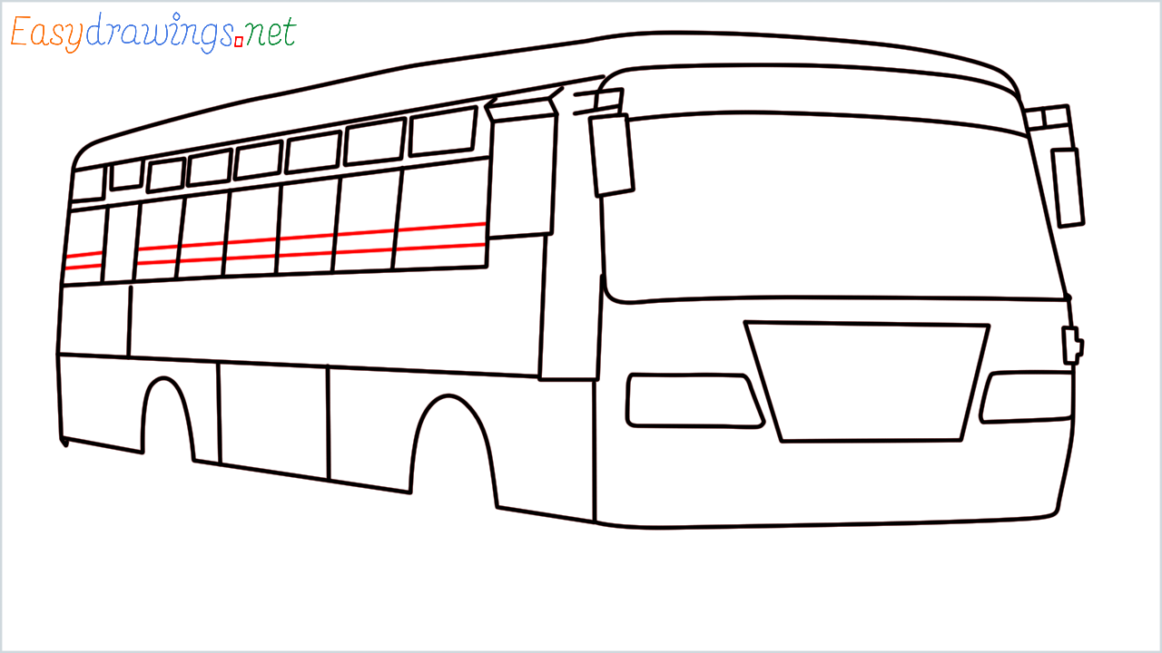 How to draw Public transport (Govt Bus)step (11)