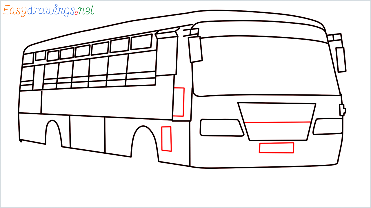 How to draw Public transport (Govt Bus)step (12)