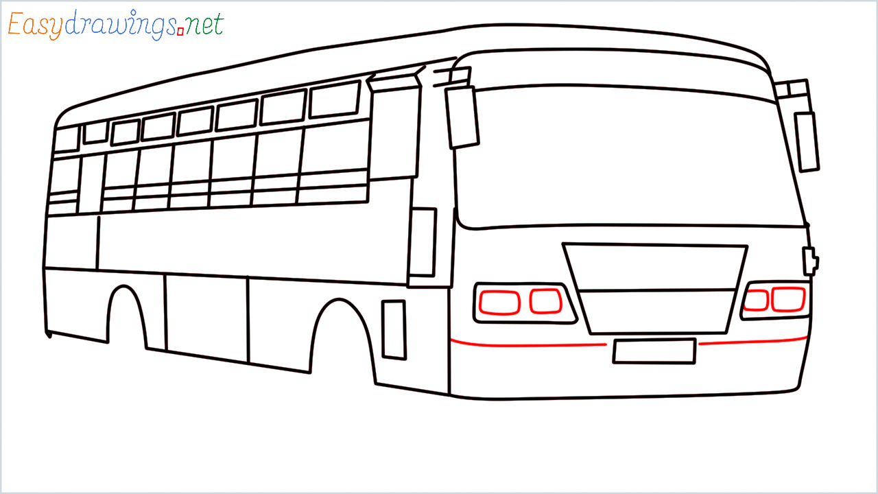 How to draw Public transport (Govt Bus)step (13)