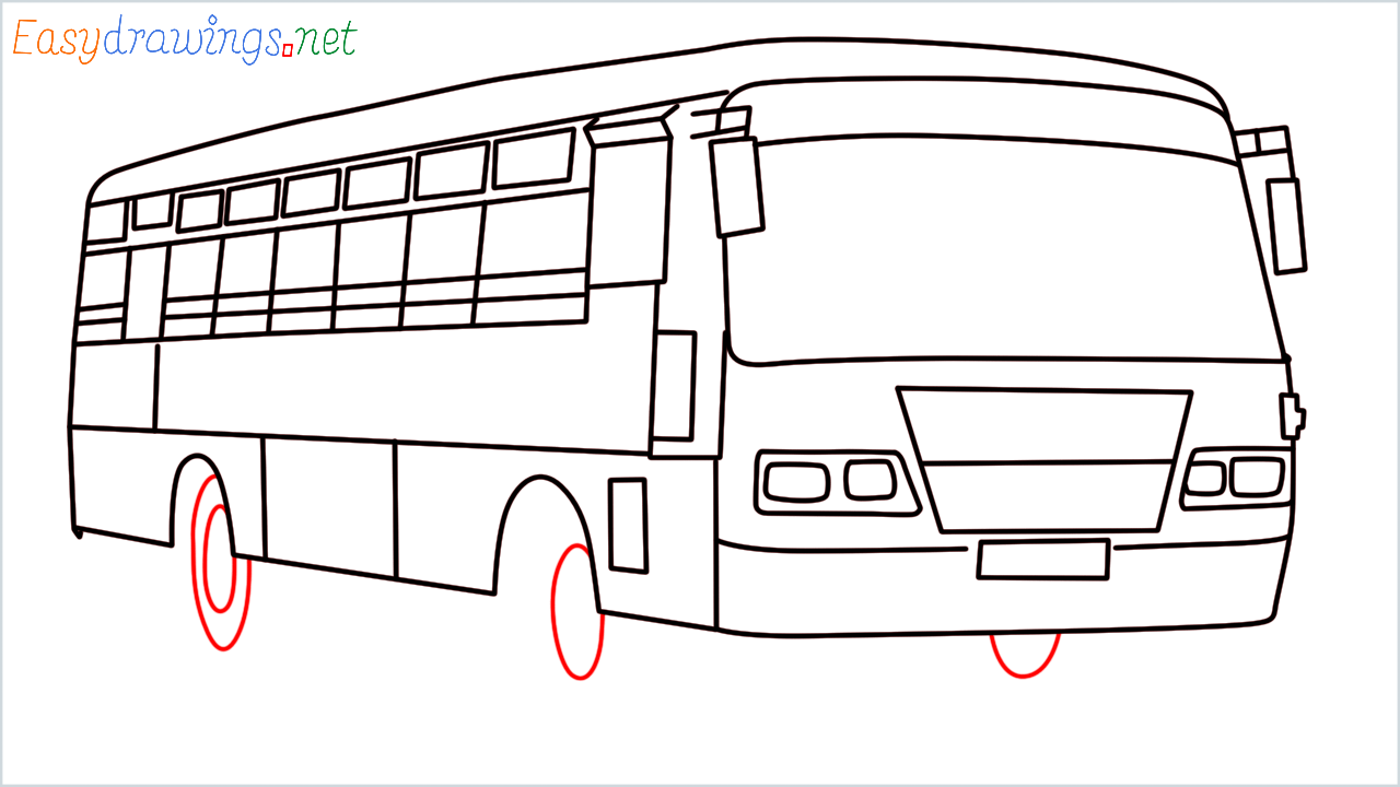 How to draw Public transport (Govt Bus)step (14)