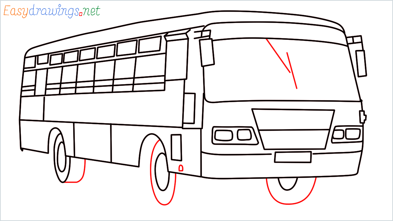 How to draw Public transport (Govt Bus)step (15)