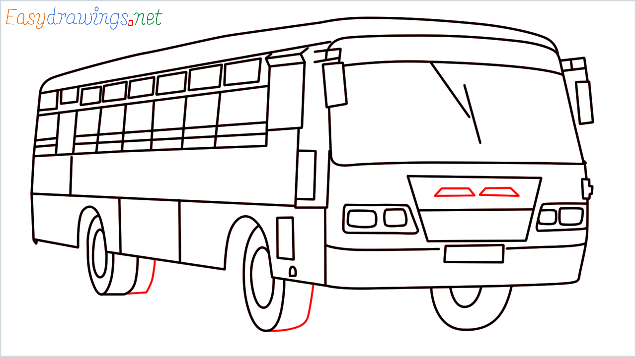How to draw Public transport (Govt Bus)step (16)