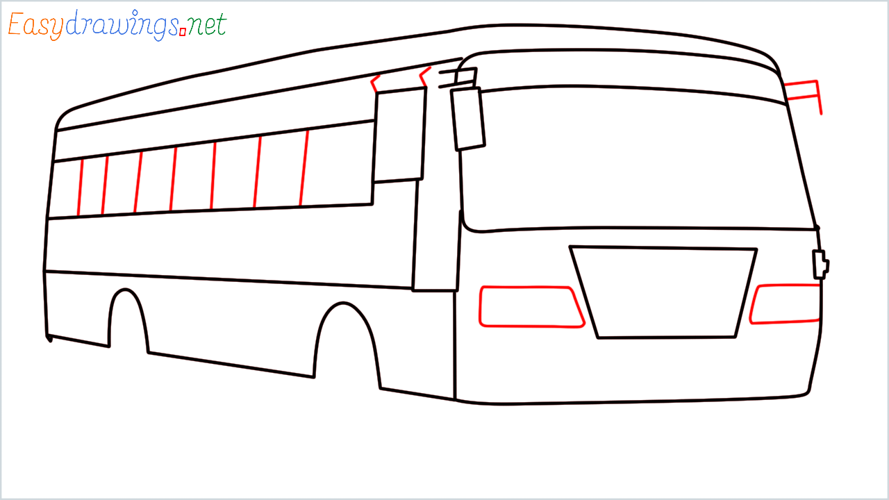 How to draw Public transport (Govt Bus)step (8)