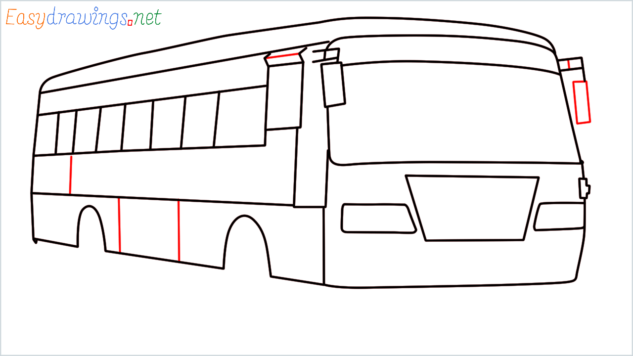 How to draw Public transport (Govt Bus)step (9)