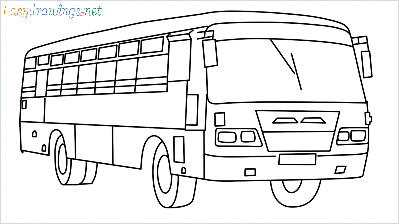 How to draw Public transport (Govt Bus)step by step for beginners
