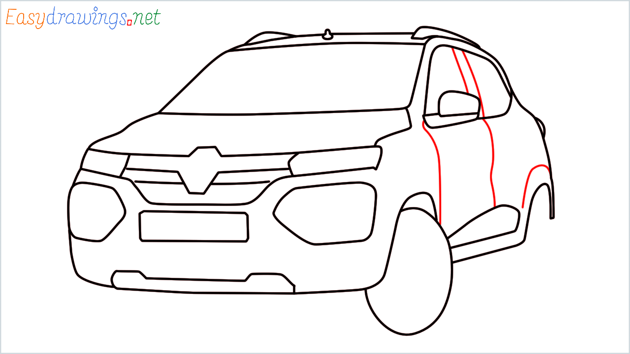 How to draw Renault KWID step (10)