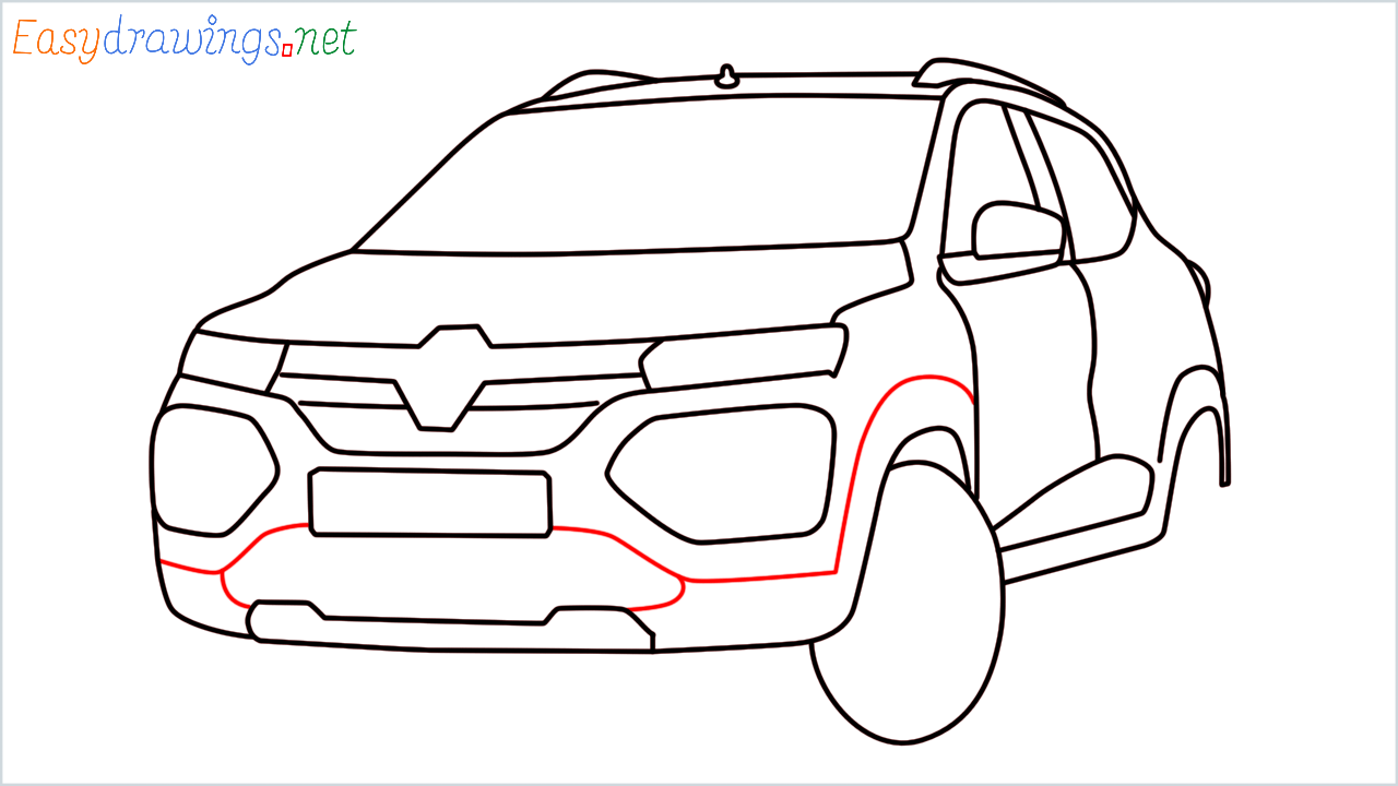 How to draw Renault KWID step (11)