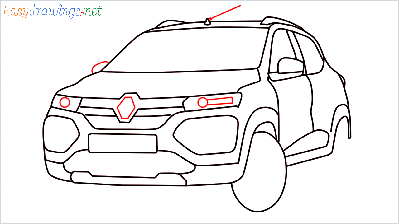 How to draw Renault KWID step (12)