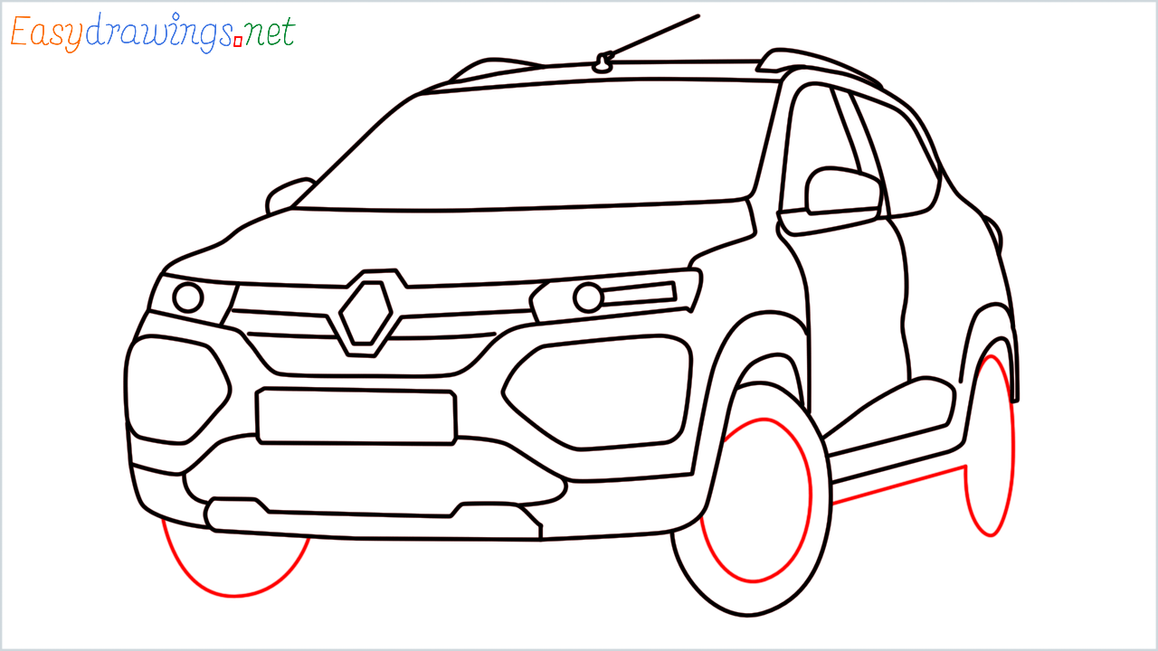 How to draw Renault KWID step (13)