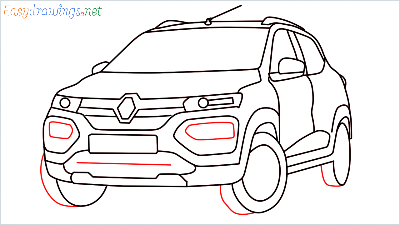 How to draw Renault KWID step (14)