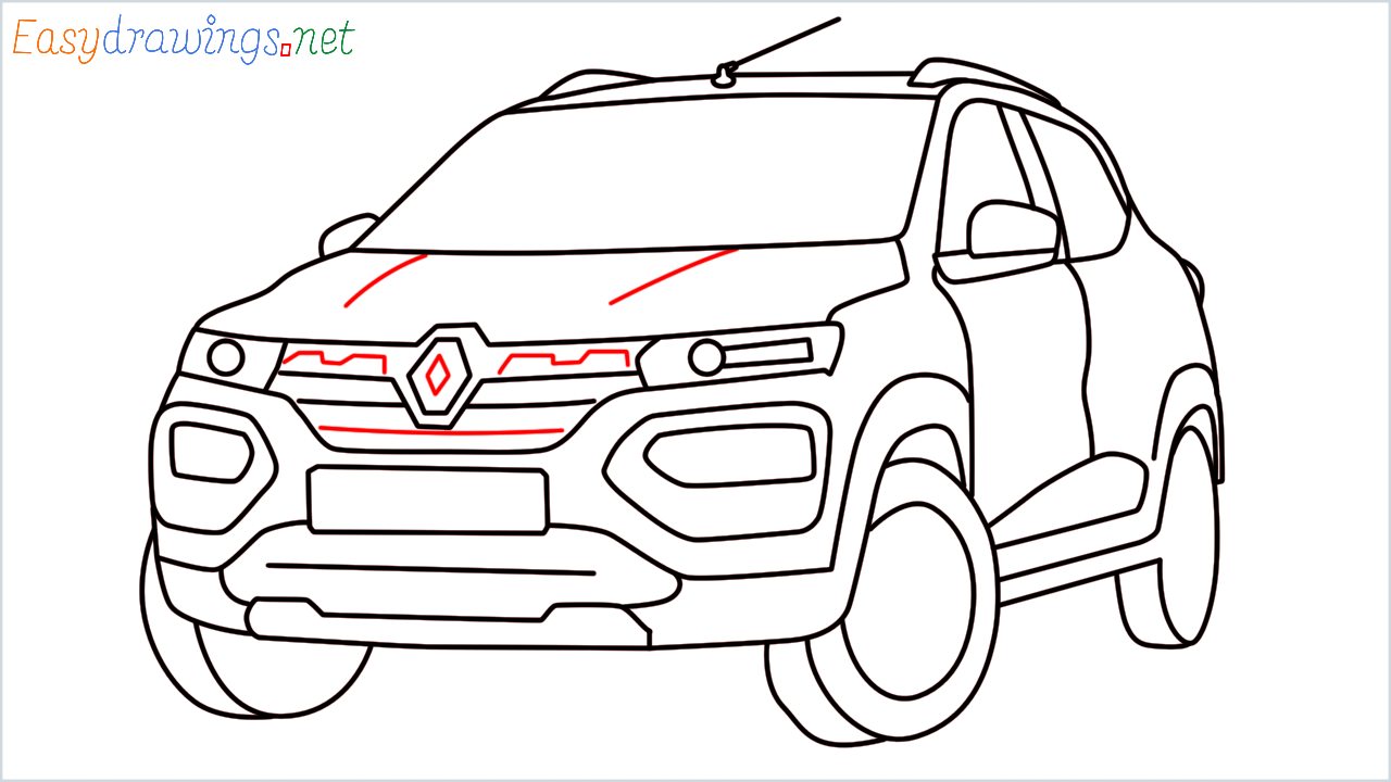 How to draw Renault KWID step (15)