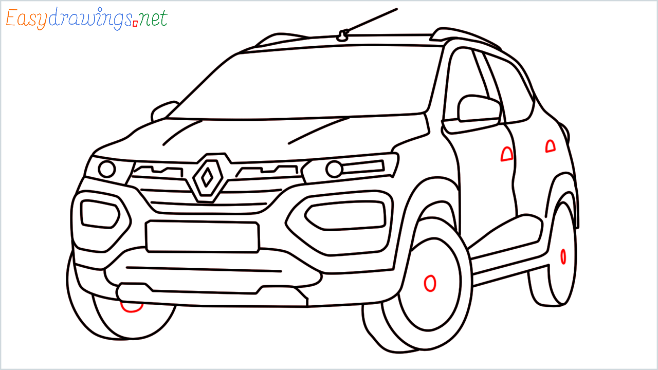 How to draw Renault KWID step (16)
