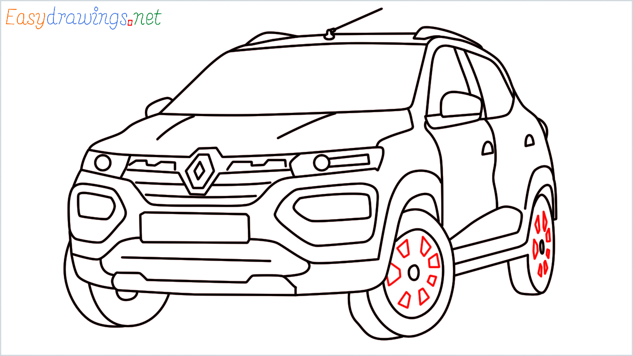 How to draw Renault KWID step (17)
