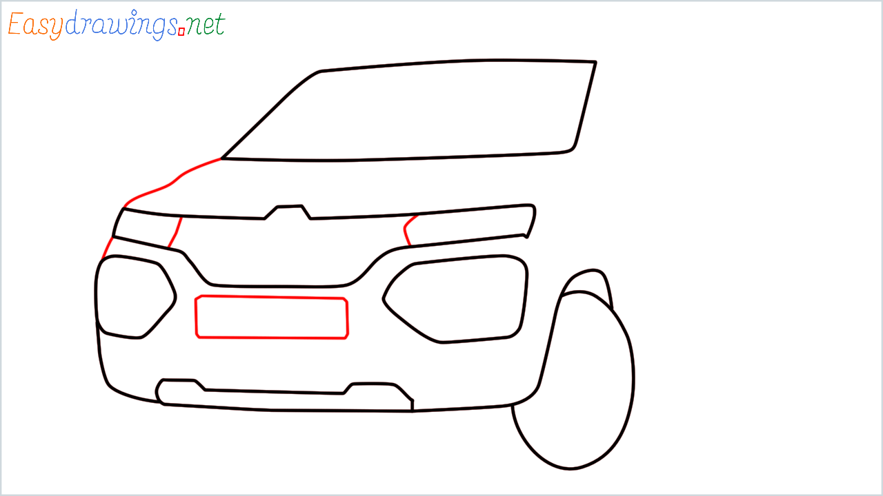 How to draw Renault KWID step (5)