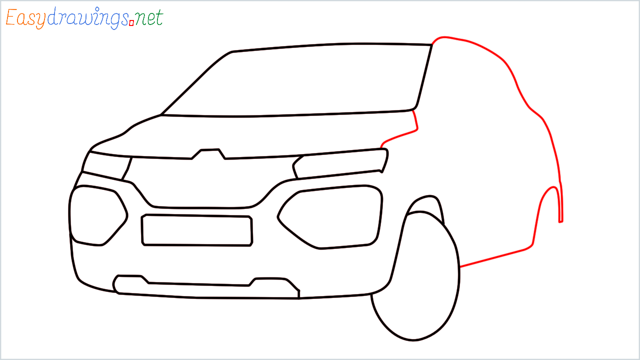 How to draw Renault KWID step (6)