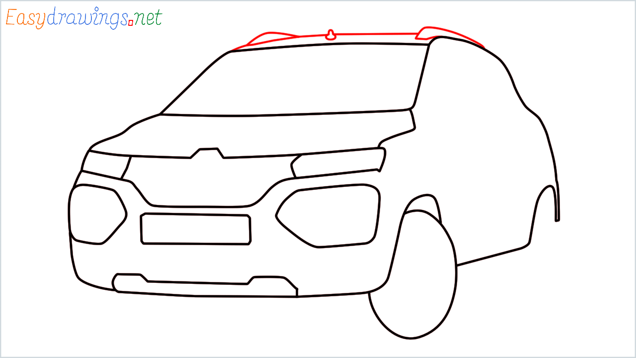 How to draw Renault KWID step (7)