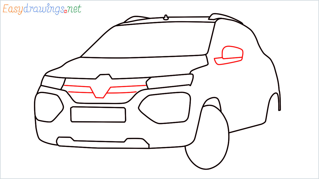 How to draw Renault KWID step (8)