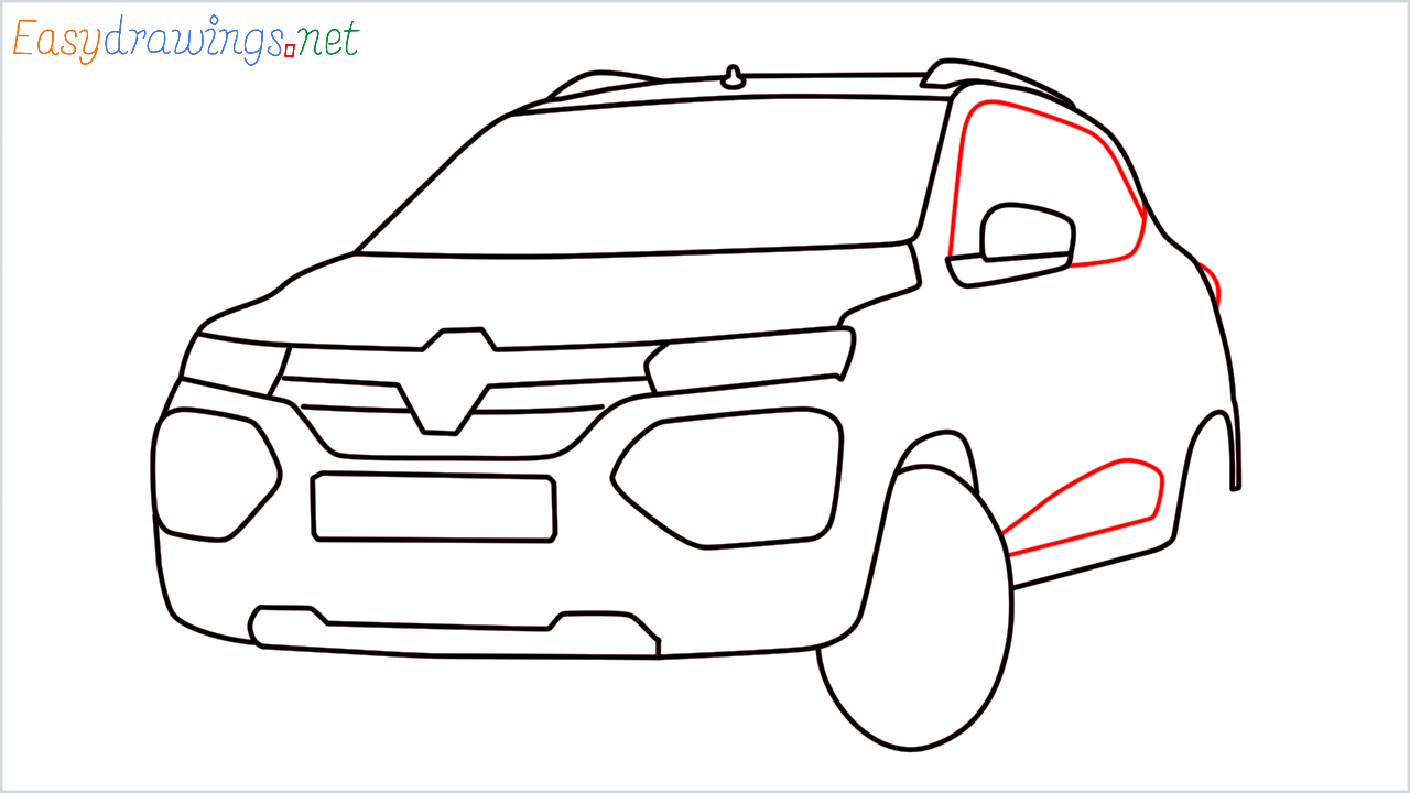 How to draw Renault KWID step (9)