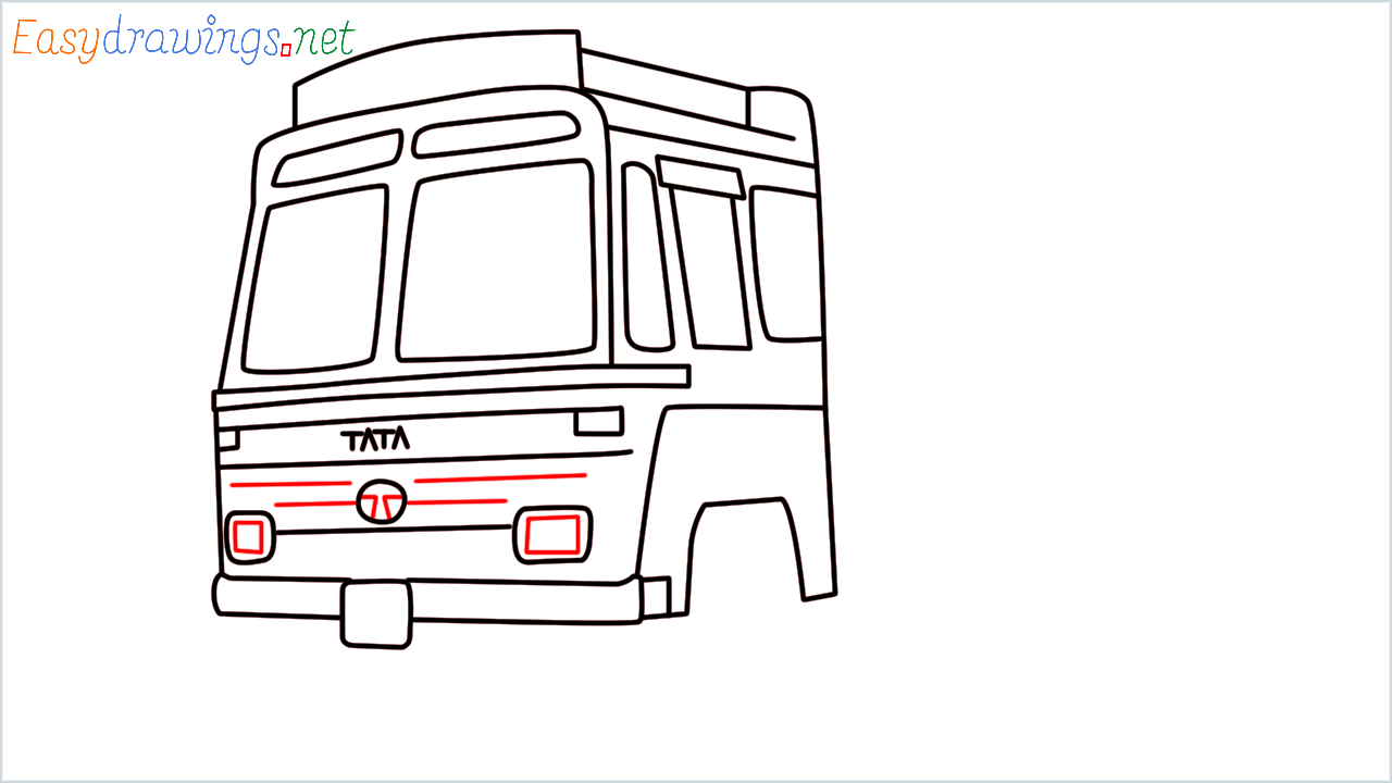 How to draw TATA 1612 Turbo truck step (12)