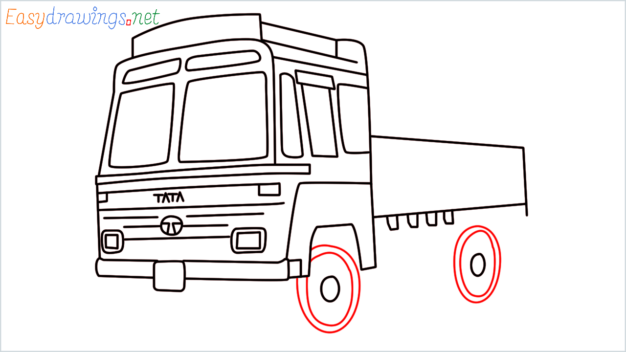 How to draw TATA 1612 Turbo truck step (15)